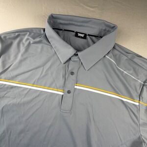 PXG Golf Polo Shirt Athletic Mens XL Gray Striped Performance S/S Snap 0149